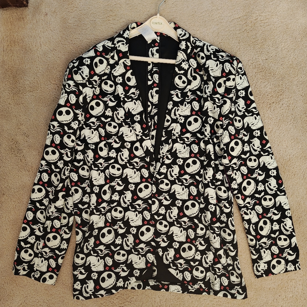 Disney Black Blazer with White & Red Jack Skellington Print